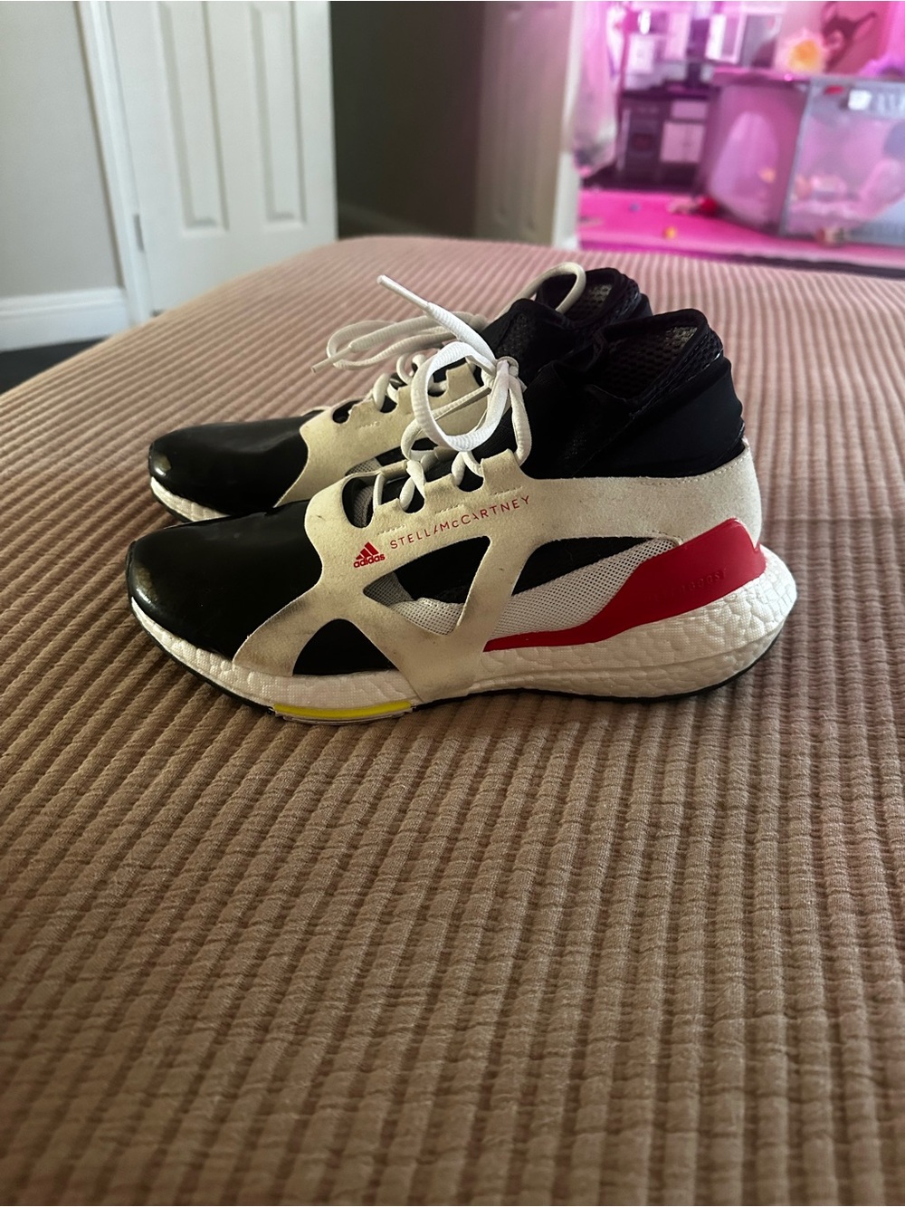 Adidas by Stella McCartney Black White and Red Sneakers 7.5